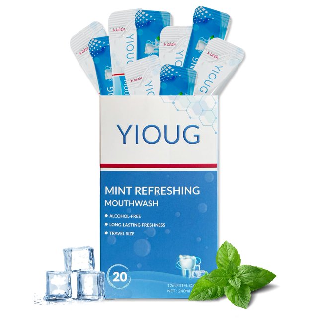 YIOUG Rince-Bouche Rafraîchissant à la Menthe – Sans Alcool, Format Voyage, Fraîcheur Longue Durée, Formule Douce et Rafraîchissante pour une Bouche Propre à Tout Moment, n'Importe Où