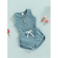 thumbnail image 3 of Bagilaanoe Baby Boy Girl Summer Outfits Sleeveless Tank Onesie Sleeveless Romper Tops Shorts 2pcs Sets, 3 of 7