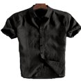thumbnail image 1 of POINTERTECK Chemises en Lin à Manches Courtes pour Hommes, Robe Décontractée Ample, Hauts Doux Tee, 1 of 2
