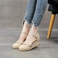 thumbnail image 4 of HAOTAGS Women's Summer Dressy Wedge Sandals Breathable Closed Toe Walking Shoes Beige Size 7, 4 of 6