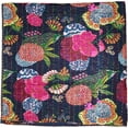 thumbnail image 2 of Indian Handmade Floral Print Kantha Quilt, Bedspread , Blanket Size ( Single 60" x 90" ), 2 of 5