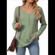 thumbnail image 1 of Camisetas de Rayas de Larga para Mujer, Camisetas Informales con Cuello en V y Botones para Otoño, Blusas Modernas. Verde y XL, 1 of 9