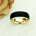 thumbnail image 2 of Men's Women's Tungsten Wedding Band Engagement Ring 8mm Two-tone Yellow IP & Brushed Black IP Plated Dome, 2 of 4