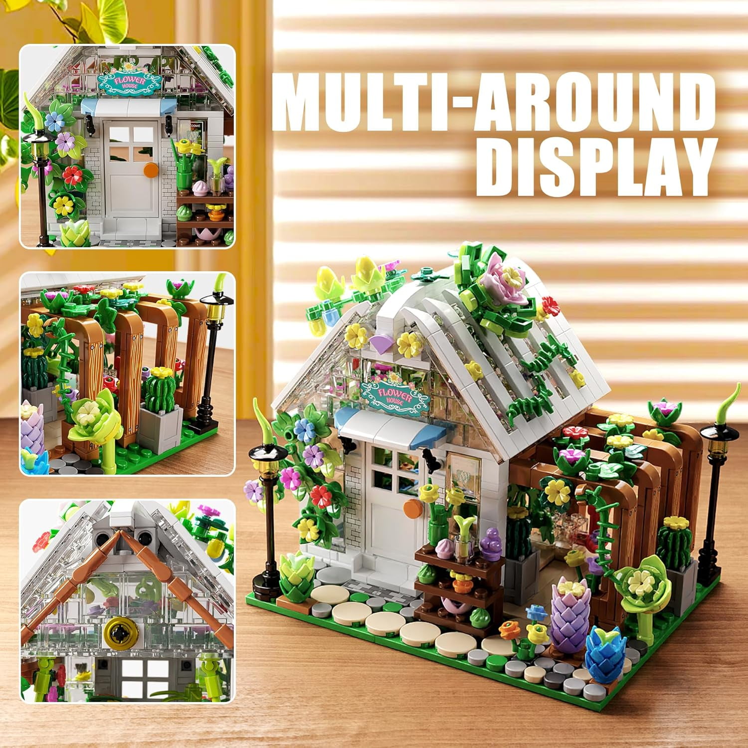 Remocguys Flower House Building Set with LED Compatible with Lego Botanical Garden Toy for Adults Kids 719Pcs