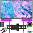 thumbnail image 1 of Restored Samsung UN55CU7000FXZA 55 inch Crystal UHD 4K Smart TV 2023 Bundle with Monster TV Full Motion Wall Mount for 32-70 inch with 6 Piece Sound Reactive Lighting Kit (Refurbished), 1 of 14