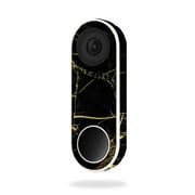 MightySkins NEHEL-Black Gold Marble Skin for Nest Hello Video Doorbell - Black Gold Marble