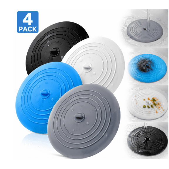 Silicone Drain Cover with Strong Suction – Multi-Pack Bathtub Stopper & Hair Catcher for Bathroom Sink, Kitchen Sink, Laundry Tub – Clog Prevention, Easy Clean, Durable Seal