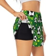 thumbnail image 3 of Running Shorts for Women, Soccer Ball golden star green Workout Athletic Shorts with Pockets, Lounge Yoga Shorts Women, 3 of 7