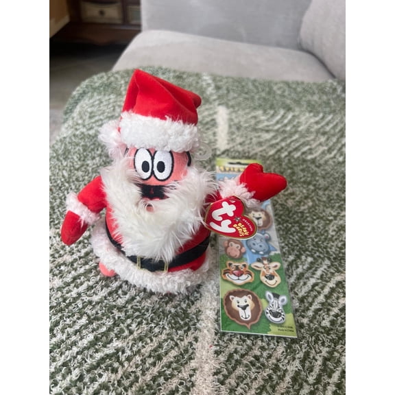 Ty Beanie Baby - PATRICK STAR 6" Patrick Claus Christmas NEW( With  Animal Stickers)