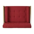 thumbnail image 4 of Benjara Lita Wide Accent Club Chair, Button Tufted, Red Fabric, Brown Frame, 4 of 5