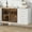 White, variant on Roromall Modern Fluted Buffet Sideboard Cabinet with Faux Marble Top, Large Storage Cabinet with 2 Glass Doors, 3 Drawers & Adjustable Shelves, for Living Room, Kitchen, Dining Room