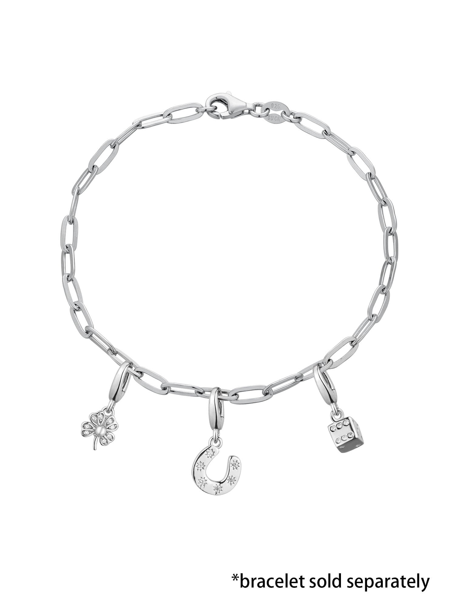 Brilliance Fine Jewelry Simulated Diamonds Good Luck Charm Set in Sterling Silver