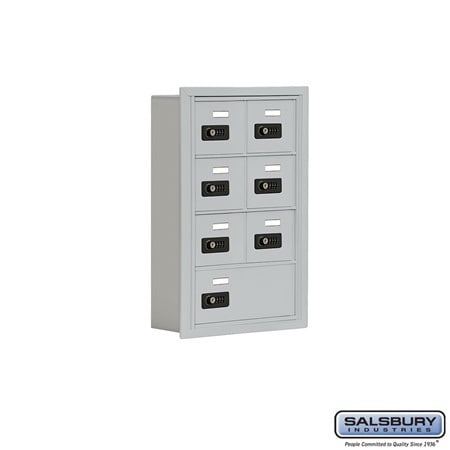 - Salsbury Industries 19045-07ARC Cell Phone Storage Locker - 4 Door High Unit (5 Inch Deep Compartments) - 6 A Doors and 1 B Door - Aluminum - Recessed Mounted - Resettable Combination Locks