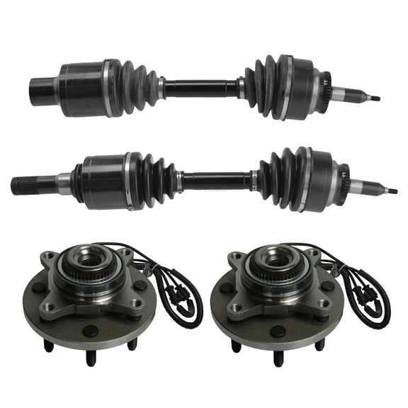 TRQ Front Driver & Passenger Side Drivetrain Kit CV Axle Shaft Assembly Wheel Hub Bearing Assembly Fits Select 2009-2010 Ford F-150