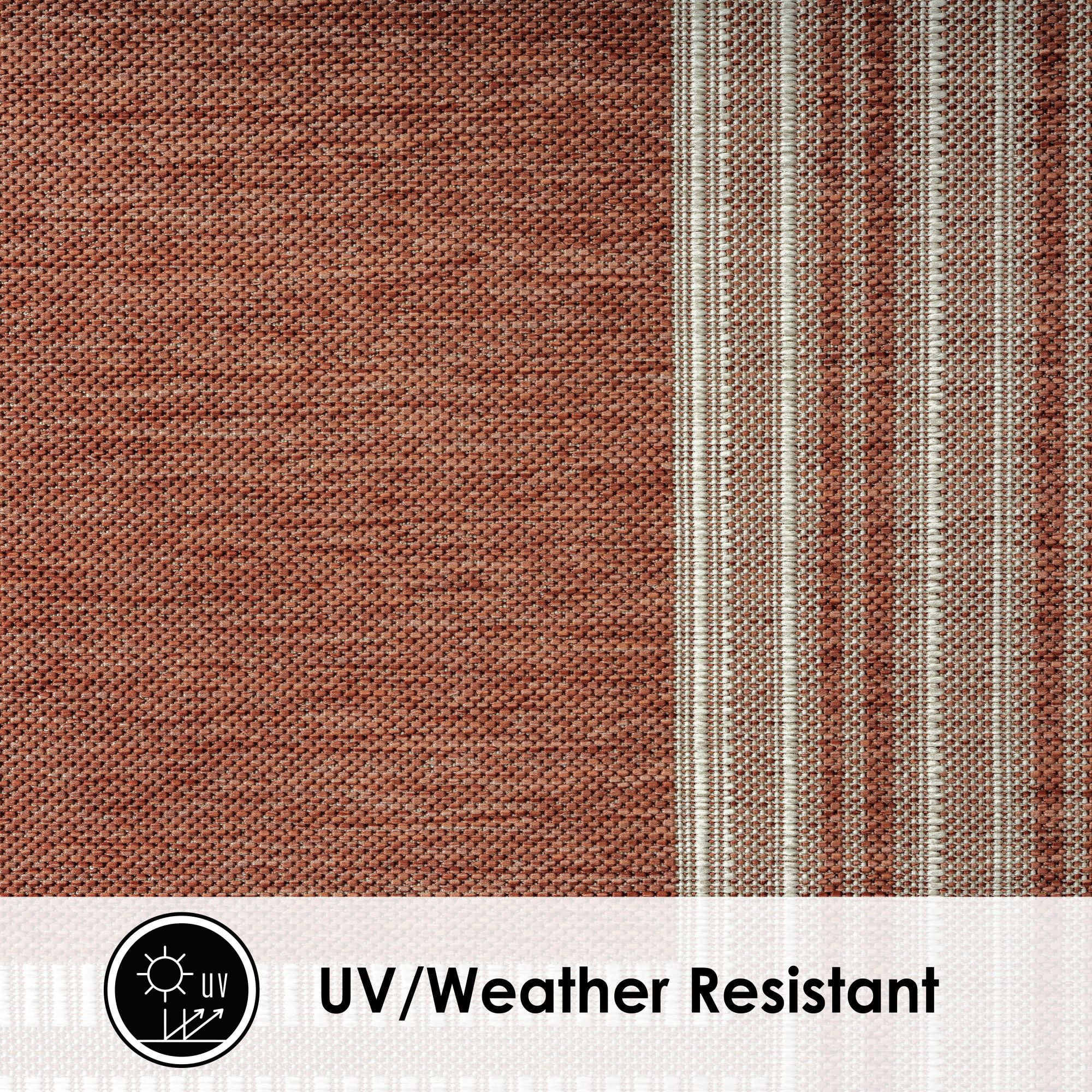 Nicole Miller New York Patio Country Layla Modern Border Indoor/Outdoor Area Rug, Terracotta/Ivory , 7'9"x10'2"