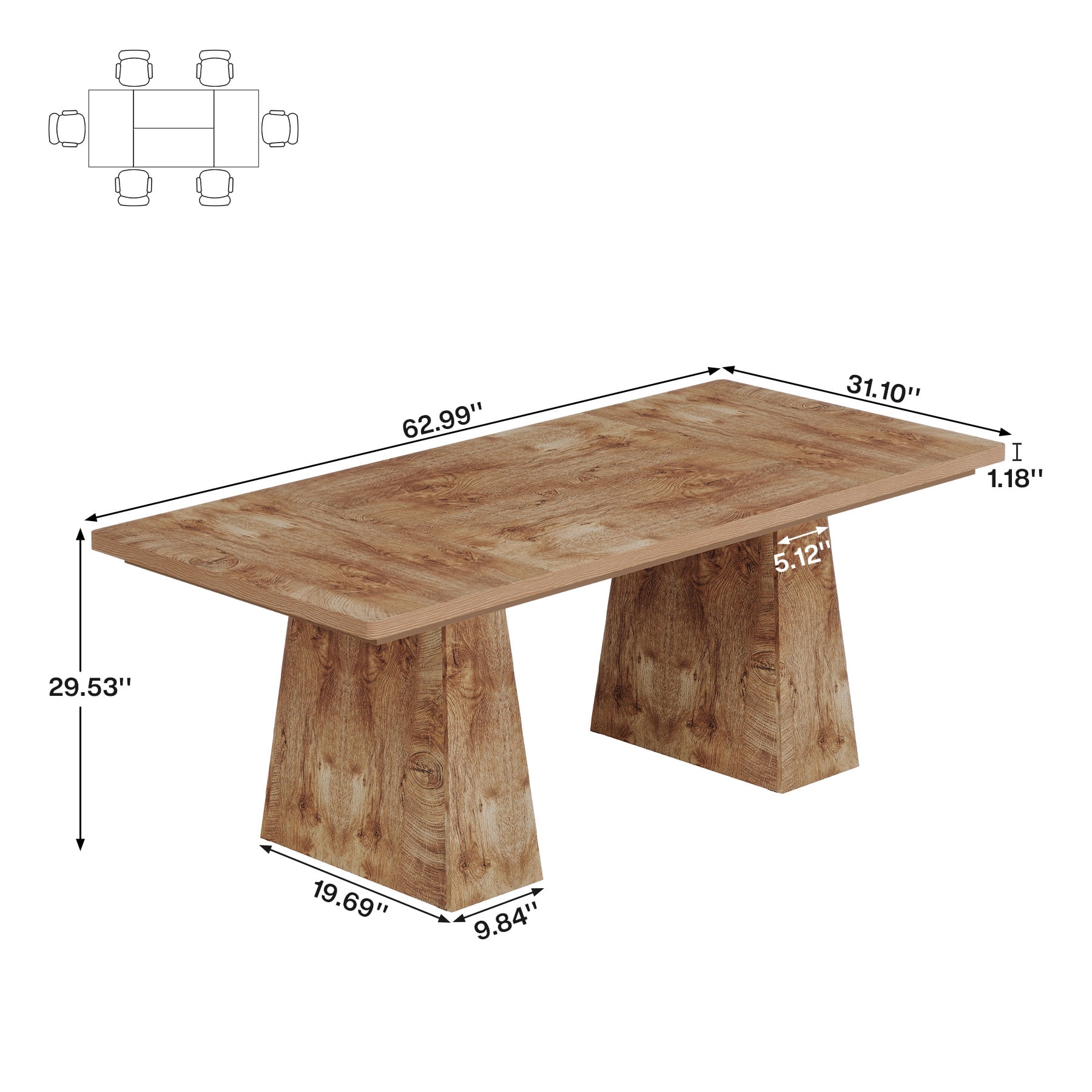 Fnova 63" Executive Desk, Dining Table for 6 People, Modern Farmhouse Wooden Kitchen Table, Large Office Computer Desk for Home Office (Chairs Not Included)