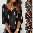 thumbnail image 1 of Blouse à Manches Longues Imprimée pour Femmes, Tunique à Col en V, Hauts Amples Grande Taille pour Femmes en Solde, 1 of 6