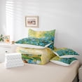 thumbnail image 6 of Manfei Blue Flowers Girl Bedding Comforter Set 7pcs,Spring Garden Queen Bedding Sets Super Cozy,Abstract Oil Painting Queen Sheet Sets,Ultra Soft Home Decor,Reversible, 6 of 8