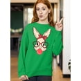 thumbnail image 3 of Easter Bunny With Bubble Gum Funny Egg Hunting Christian Holiday Crewneck Sweatshirt, XL, Green, 3 of 5
