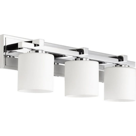 3 Light Cylinder Bathroom Light in Style 24 inches Wide By 7.5 inches High-Chrome Finish-Satin Opal Glass Color Bailey Street Home 183-Bel-3401166