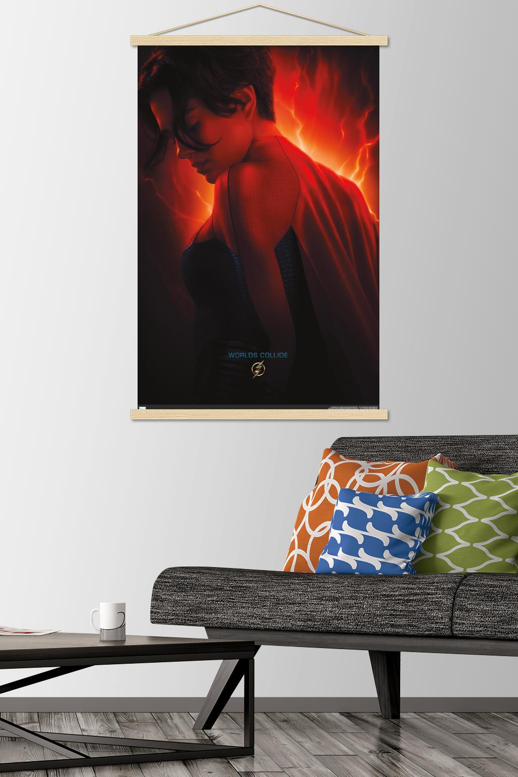DC Comics Movie The Flash - Supergirl One Sheet Wall Poster with Magnetic Frame, 22.375" x 34"