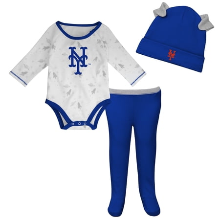 Newborn & Infant Royal/White New York Mets Dream Team Bodysuit Hat & Footed Pants Set