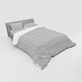 thumbnail image 3 of Floral Duvet Cover Set, Continuous Vintage Themed Greyscale Roses Blossom Dramatic and Romantic Pattern, Bedding Set with Shams and Fitted Sheet, 3 Sizes, by Ambesonne, 3 of 3