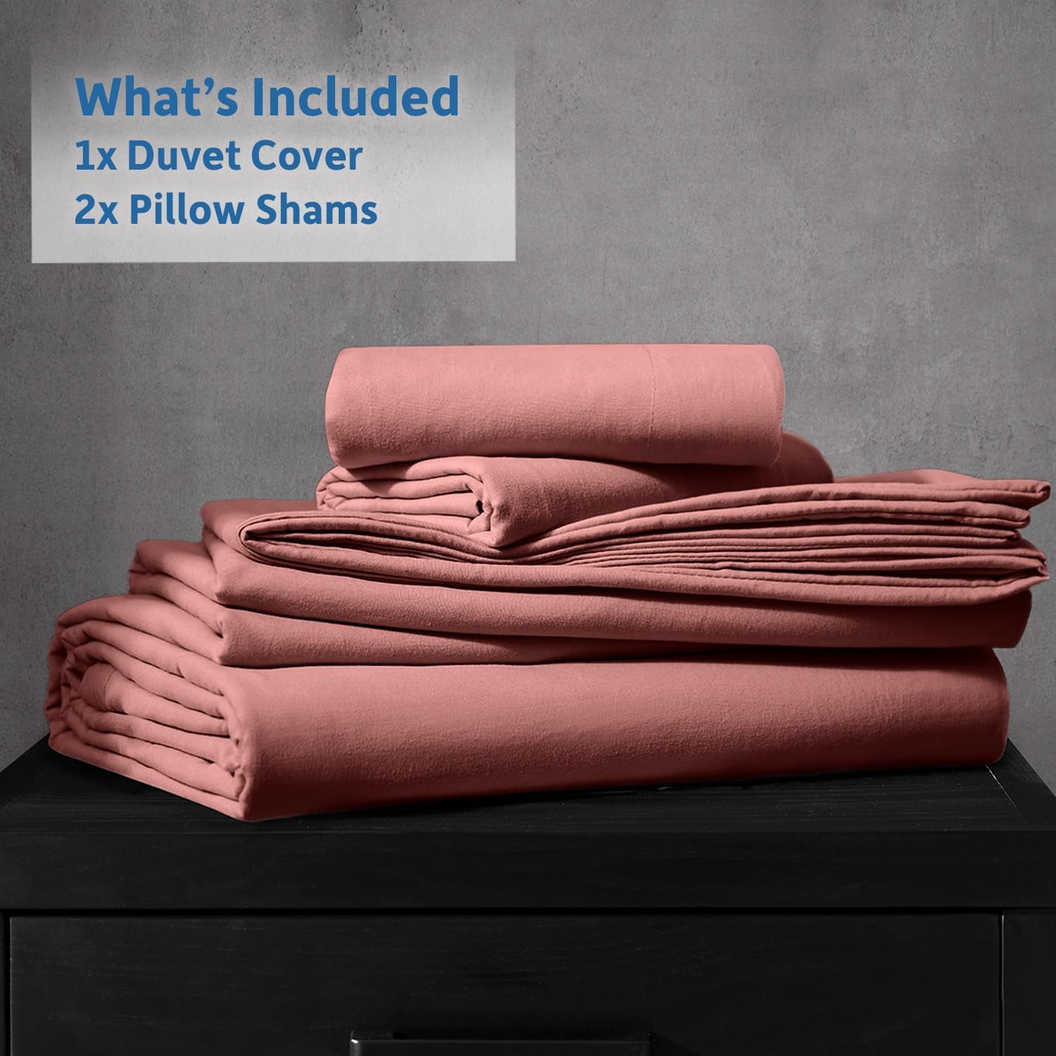 LammaLoe Duvet Cover California King Size, Soft Prewashed 3-Piece Duvet Cover Bedding Set with Pillow Shams, Pink Clay