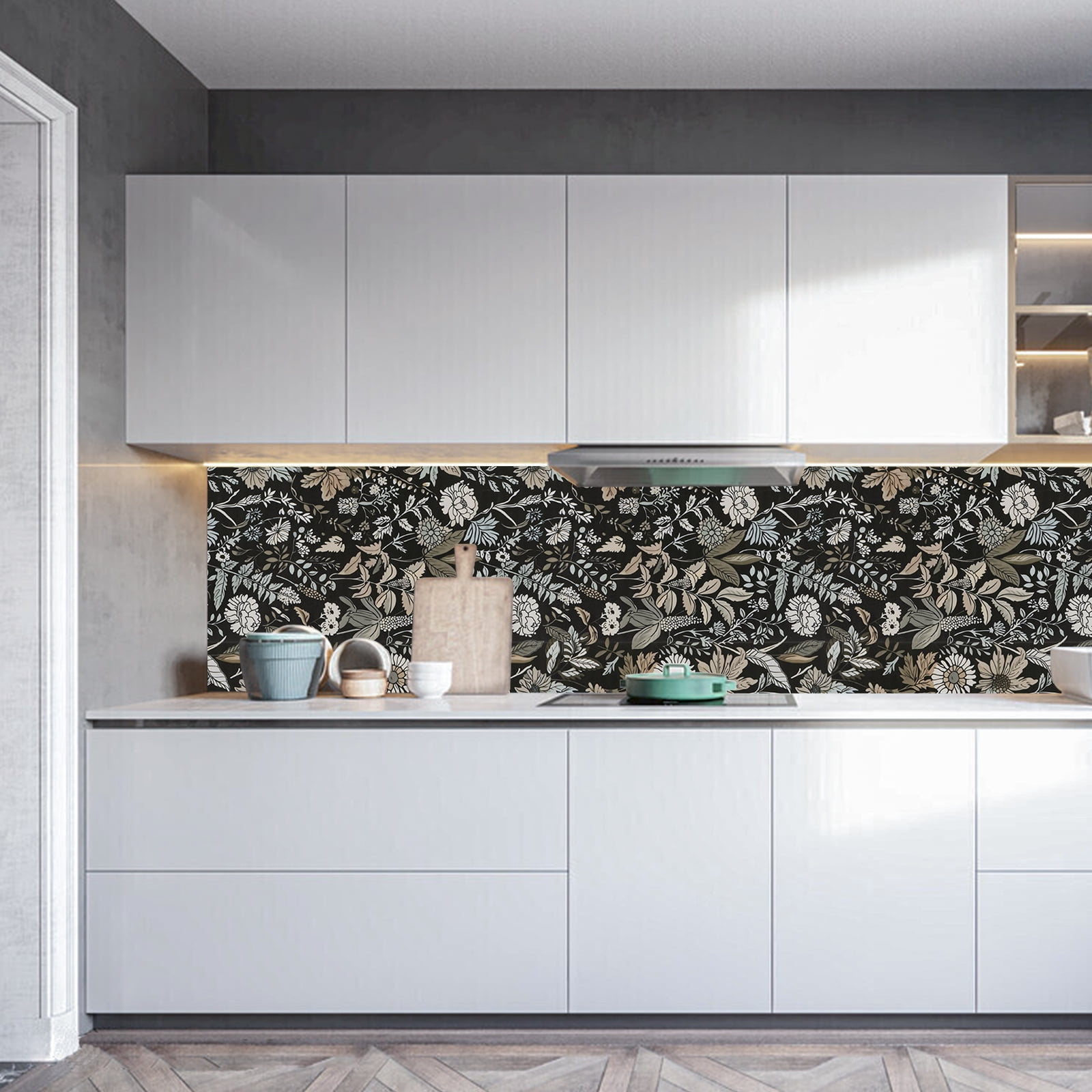 (2 pack) Abyssaly Peel and Stick Wallpaper Floral Wallpaper 17.7" x 118"Removable Self-Adhesive Paper Wall Covering Shelf Drawer Liner Vinyl Roll For Kitchen Bedroom