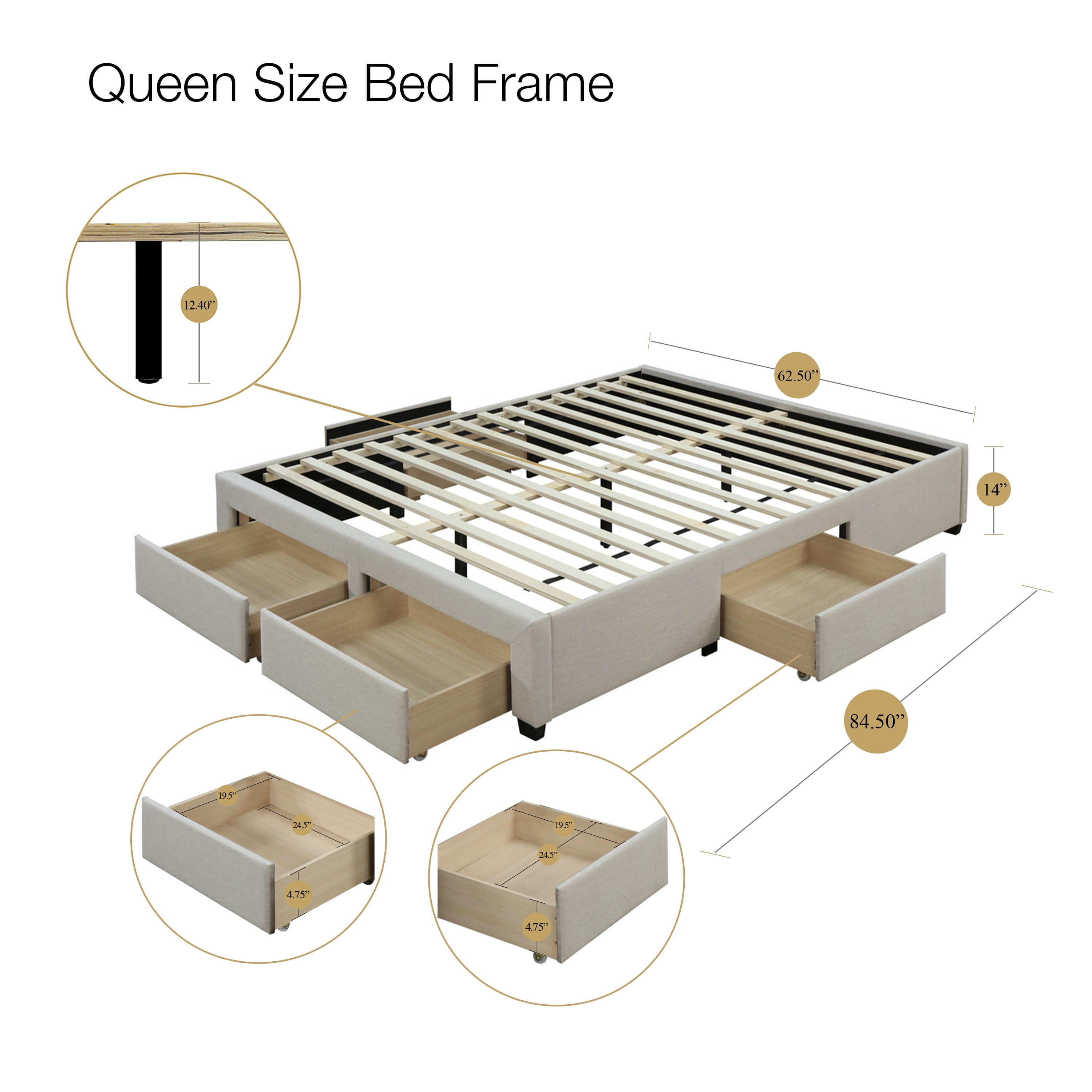 Buy DG Casa Cosmo Upholstered Platform Bed Frame Base with Storage