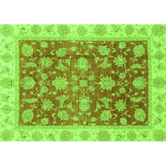 Ahgly Company Indoor Rectangle Oriental Green Traditional Area Rugs, 6' x 9'