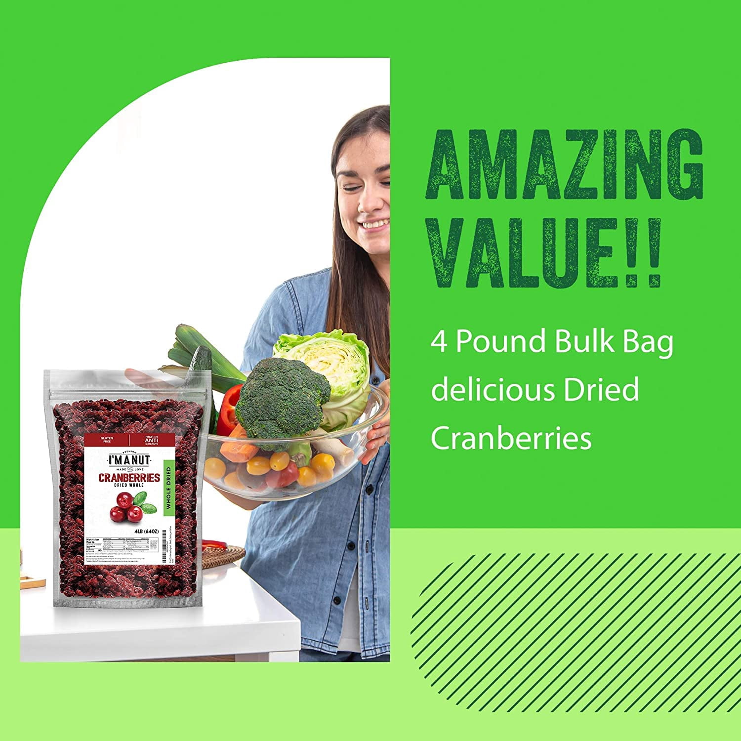 Dried Cranberries 48 oz – Premium Dried Cranberries, Dried Fruit, Kosher, High in Antioxidants, Gluten & Peanut Free