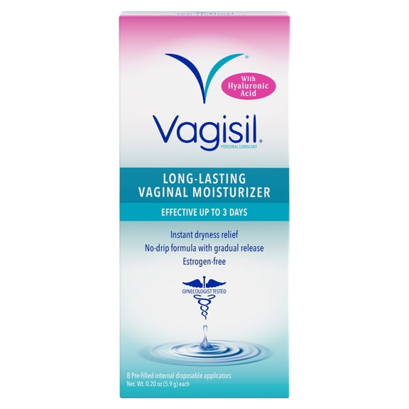 Vagisil Long-Lasting Vaginal Moisturizer, Gel & Lubricant for Women, Gynecologist Tested, 8 Count, Pack of 1 (8 Applicators)