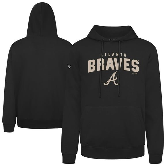 Men's Levelwear Black Atlanta Braves Podium Team Arch Pullover Hoodie