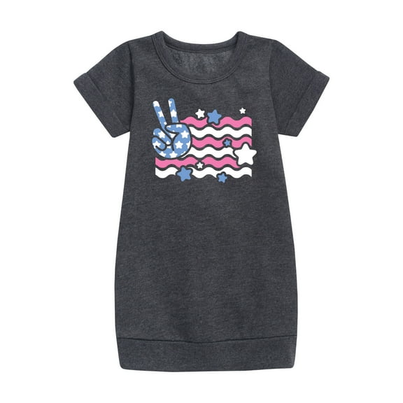 Instant Message - Peace Sign Flag - Toddler & Youth Girls Fleece Dress