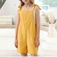 thumbnail image 3 of XQYLOS Girls Sleeveless Adjustable Jumpsuit, Lace Trim Casual Romper with Shoulder Straps, Pocket Shorts Spring Summer Lightweight Comfort Fit, 3 of 8