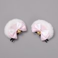 thumbnail image 5 of Faux Fur Bear Ears Hair Clip Sweet Double Bowknot Bell Lolita Cosplay Hairpins, 5 of 20