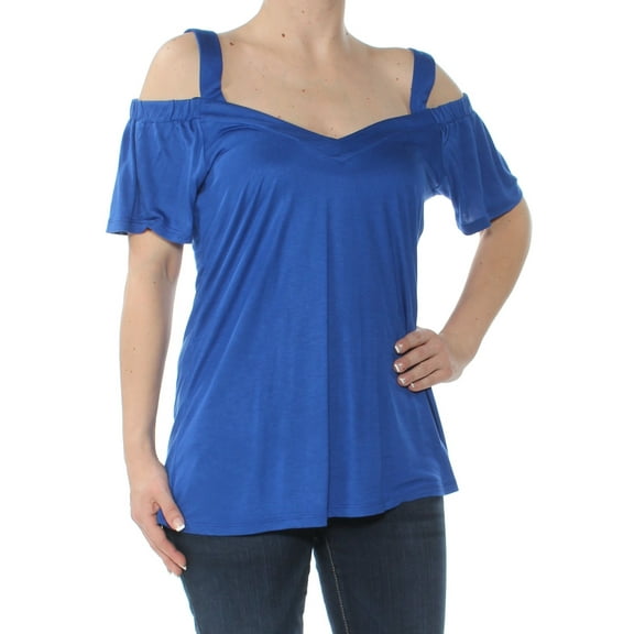 INC $44 Womens New 1171 Blue Cold Shoulder Top S B B