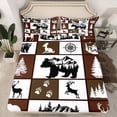 thumbnail image 2 of jejeloiu Safari Animal Bear Twin Sheet Sets,Bear Elk Silhouette Twin Fitted Sheet,Nature Mountain Landscape Flat Sheet For Boys Kids,Microfiber Bedroom Decor,3 Pieces, 2 of 7