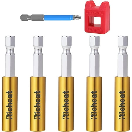 

5PCS Strong Magnetic Extension Socket Drill Bit Holder 1/4 Hex Power Tools Strong Magnetic Extension Bit Holder Hex Shank S2 Steel Magnetic Screwdriver Extension（Big Upgrade）