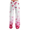 thumbnail image 4 of Women's Casual Fashion Comfort Pajama Pants, Print Drawstring Pants Full Length Long, Love Valentine's Day Pattern Lounge Pants,White,S, 4 of 6