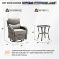 thumbnail image 2 of Planntonneo Outdoor Patio Swivel Rocker Chairs Set of 2 with 6-Inch Thick Cushion and Rattan Table, 3pcs Wicker Patio Conversation Set for Porch Balcony Deck, Grey/Beige, 2 of 10