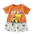 thumbnail image 2 of THDHVS Newborn Boy Outfits,Boys Summer Outfits,Toddler Boy Summer Outfits Short Sleeve Dinosaur Print Patchwork Top T-shirt with Pocket Pant Set Orange 3-4 Years, 2 of 3