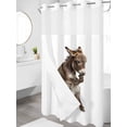thumbnail image 3 of No Hook Shower Curtain with Snap-in Liner, Funny Donkeys Waterproof Fabric Bathroom Curtains, Cute Art Fun Lovely Animals on Toilets Bath Curtains & Mesh Top Window Stand Up Stall 36"x72", 3 of 9