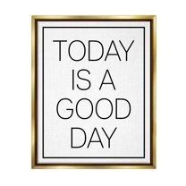 Stupell Industries Minimal Good Day Phrase Inspirational Painting Gold Floater Framed Art Print Wall Art, 17 x 21