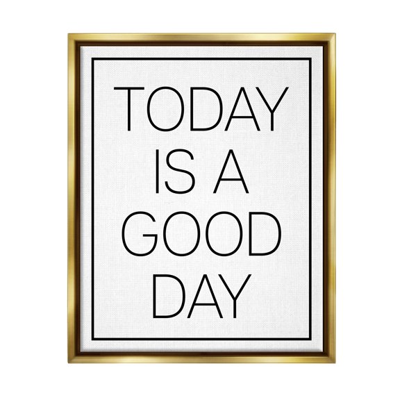 Stupell Industries Minimal Good Day Phrase Inspirational Painting Gold Floater Framed Art Print Wall Art, 17 x 21