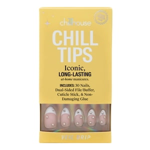 Chillhouse Chill Tips Press-On Nails, Veil Drip French