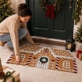 thumbnail image 3 of Gingerbread House Christmas Doormat, Crystal Velvet Holiday Themed Entryway Rug, Indoor Outdoor Festive Xmas Floor Mat, Dirt Trapping Decorative Carpet for Front Door Porch Hallway(C 47.24in), 3 of 7