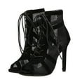thumbnail image 2 of Women Sandals clearance for Juebong Women's Mesh Sandals Booties Peep Toe High Top Sandals Lace Up Summer Boots Buckle Strap Dance Party Sexy Pump Shoes Open toe, 2 of 5