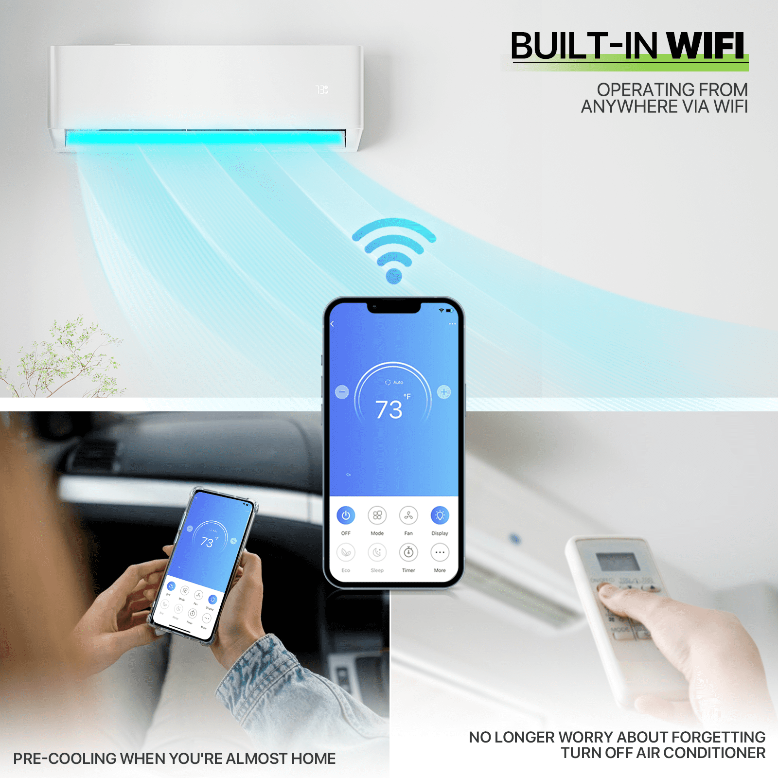 Magshion 18000 BTU 21.5 SEER Mini Split Air Conditioner & Heater Ductless Inverter System, Wifi Enabled AC Unit with Condenser, Heat Pump, Remote Control, Cools Up to 1000 Sq.Ft., White